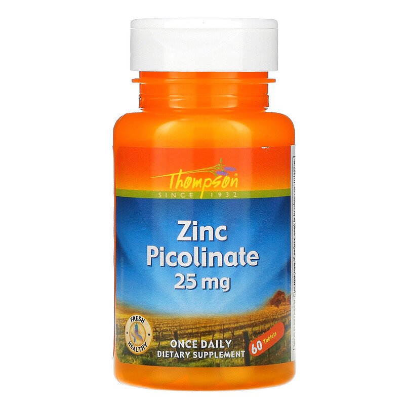 Цинк пиколинат, Zinc Picolinate, Thompson, 25 мг, 60 таблеток