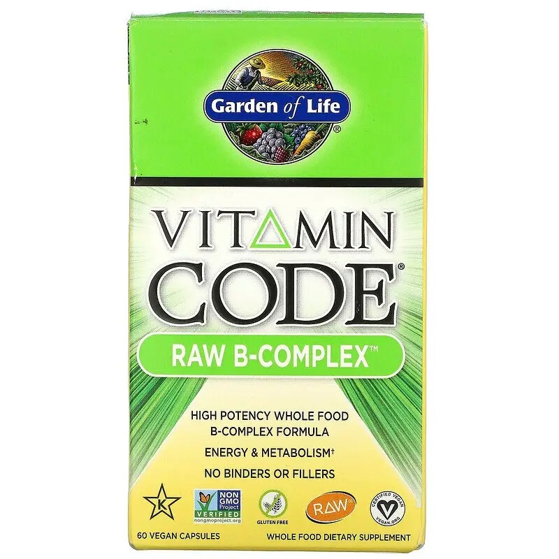 Garden of Life, Vitamin Code, Raw B-Complex, комплекс витаминов группы В, 60 веганских капсул