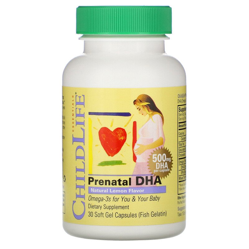 Рыбий жир для беременных, Prenatal DHA, ChildLife, 500 мг, 30 капсул