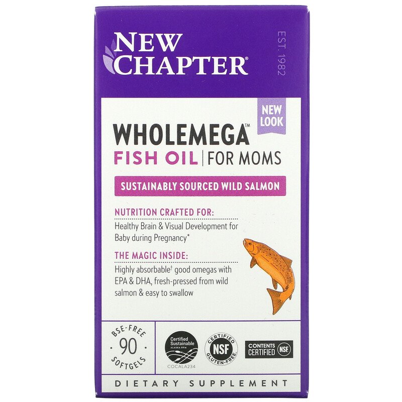New Chapter, Рыбий жир Wholemega для мам, 90 мягких таблеток