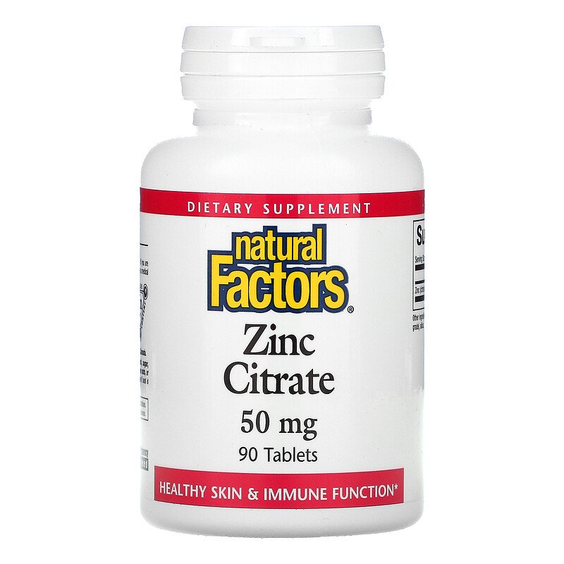 Цинк цитрат, Zinc Citrate, Natural Factors, 50 мг, 90 таблеток