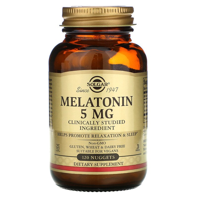 Solgar, мелатонин, 5 мг, 120 жевательных таблеток