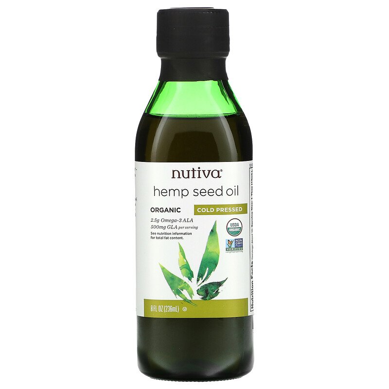 Nutiva, органическое масло семян конопли, холодного отжима, 236 мл
