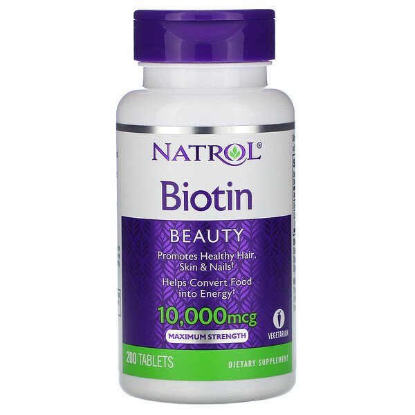 Natrol, биотин, максимальная сила действия, 10 000 мкг, 200 таблеток