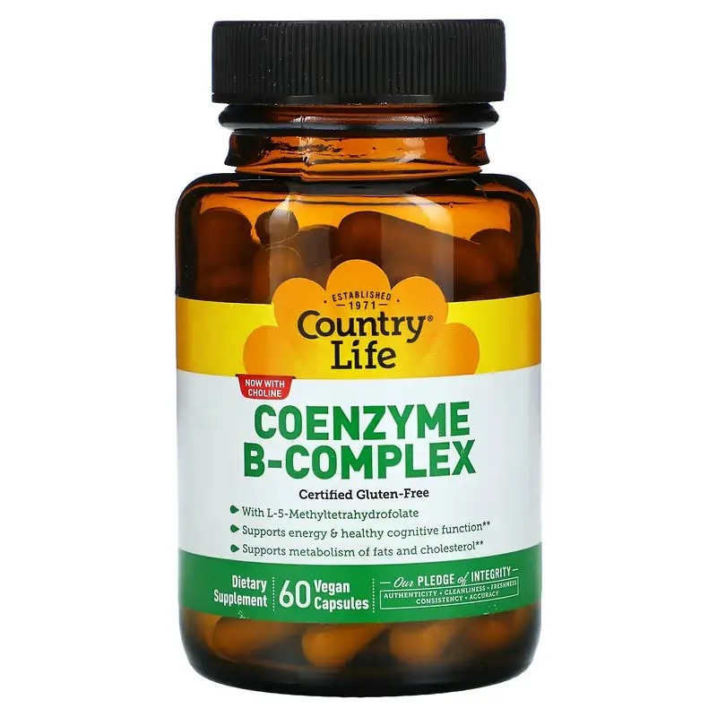 Country Life, комплекс коэнзимов группы B, 60 веганских капсул