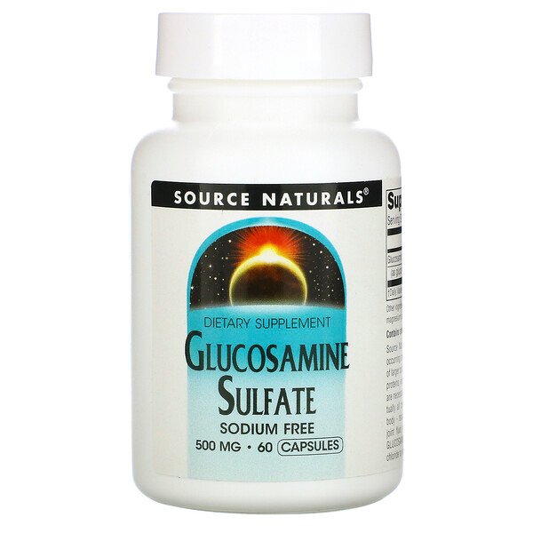Source Naturals, Сульфат глюкозамина, без натрия, 500 мг, 60 капсул