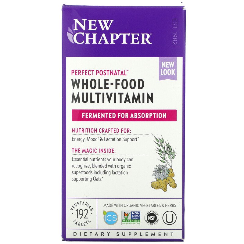 New Chapter, Perfect Postnatal, мультивитамины из цельных продуктов, 192 вегетарианских таблеток
