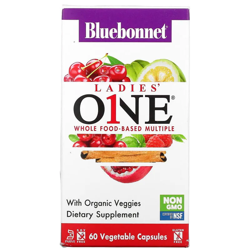 Bluebonnet Nutrition, Ladies 'ONE, комплексні продукти на основі цілісних продуктів, 60 рослинних капсул