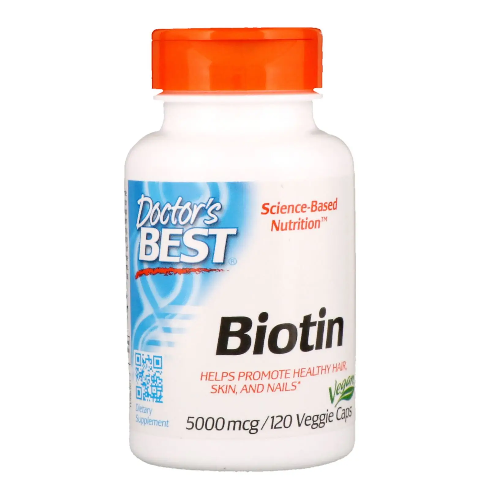 Doctor's Best, Биотин, 5000 мкг, 120 растительных капсул