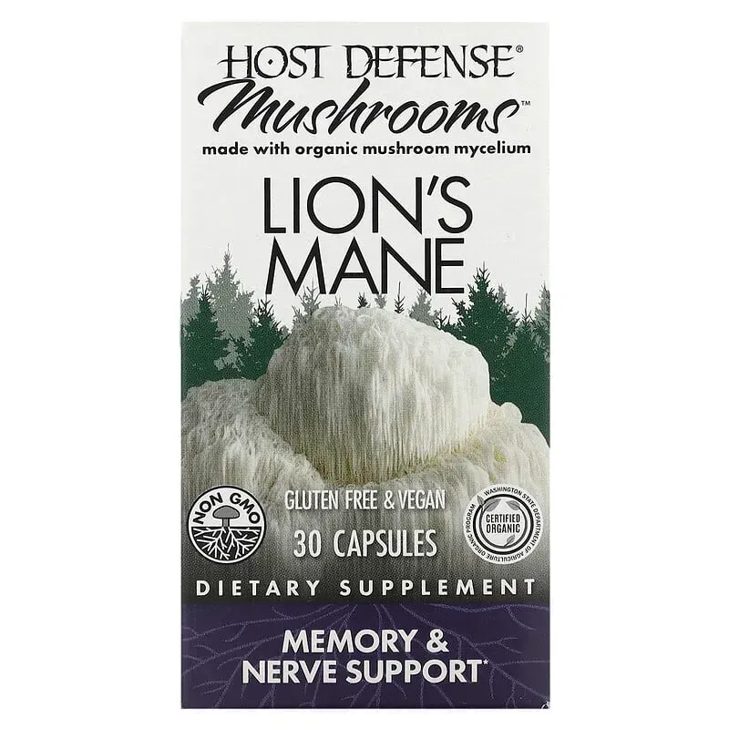 Host Defense, Mushrooms™, Ежовик Гребенчатый, 30 вегетарианских капсул