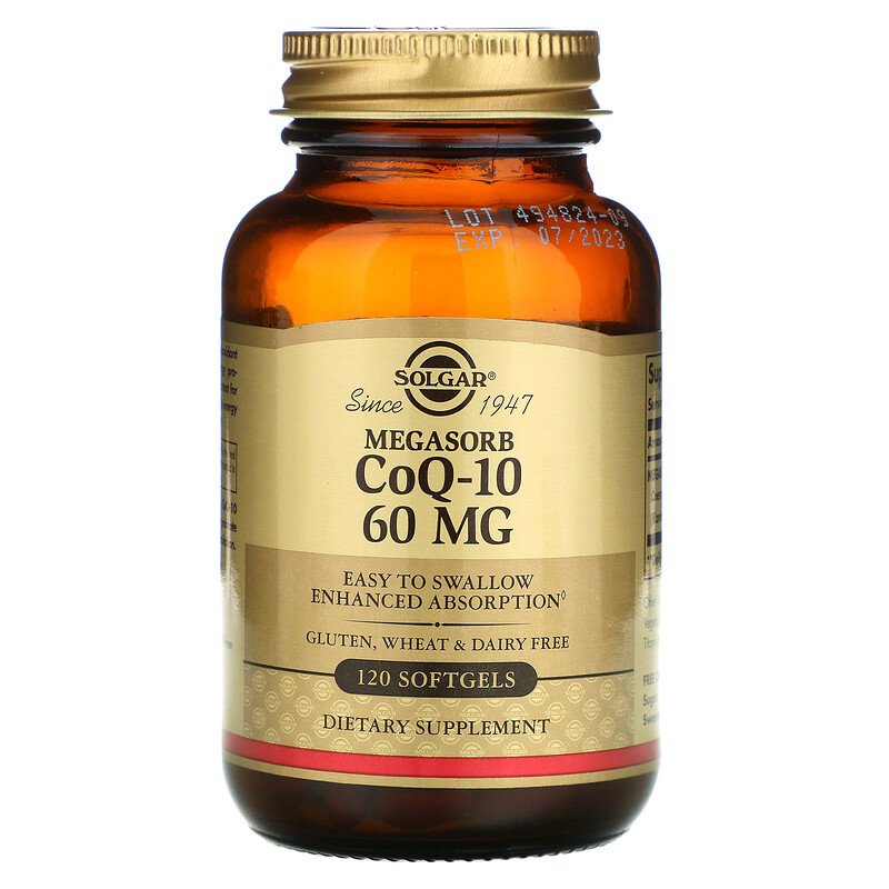 Коэнзим Q10 Мегасорб (CoQ-10), Solgar, дополненный, 60 мг, 120 капсул