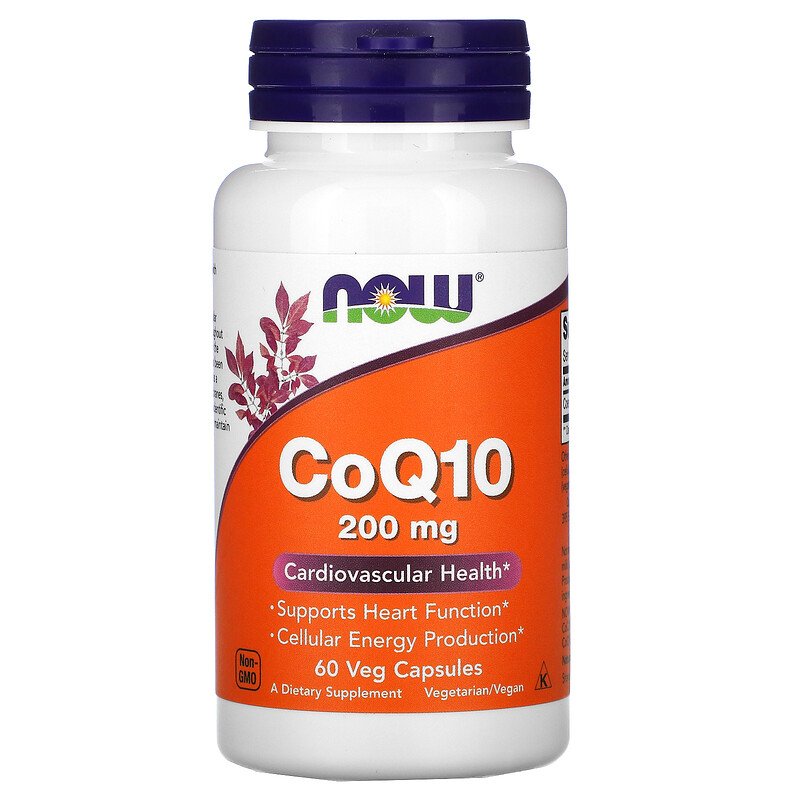 Now Foods, коэнзимQ10, 200 мг, 60 растительных капсул