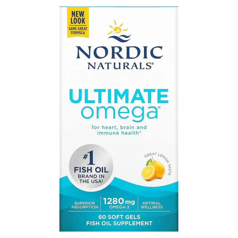 Nordic Naturals, Ultimate Omega, со вкусом лимона, 1280 мг, 60 капсул