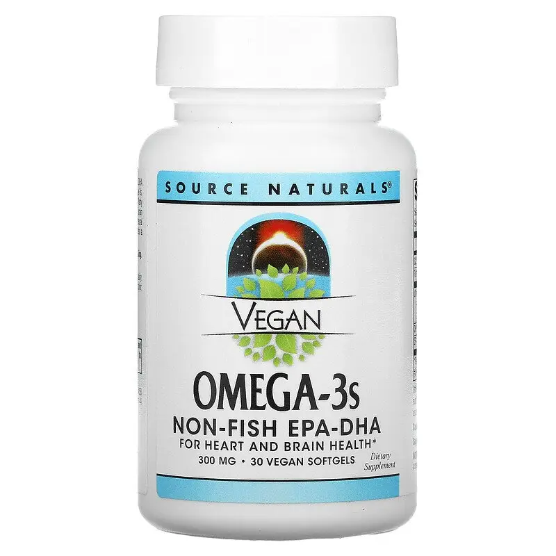 Source Naturals, Веганська Омега 3S, ЕПК-ДГК, 300 мг, 30 веганських м'яких пігулок
